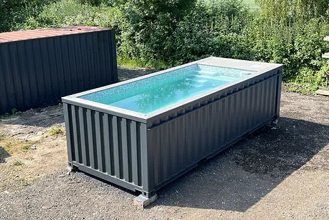 PISCINA CONTENEDOR 20 PIES JET DE NATACIÓN GRIS ANTRACITA